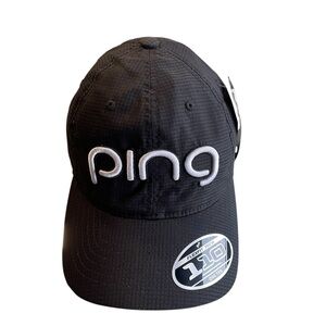 Ping Women’s Adjustable FlexFit 110 Aero Embroidered Logo Black Golf Hat NWT